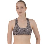 Brown Beige Snake Pattern Criss Cross Racerback Sports Bra