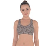 Brown Beige Snake Pattern Cross String Back Sports Bra