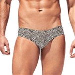 Brown Beige Snake Pattern Men s Swim Brief