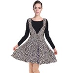 Brown Beige Snake Pattern Plunge Pinafore Dress