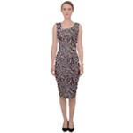 Brown Beige Snake Pattern Sleeveless Pencil Dress