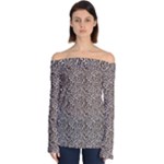 Brown Beige Snake Pattern Off Shoulder Long Sleeve Top