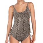 Brown Beige Snake Pattern Tankini Set