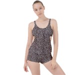 Brown Beige Snake Pattern Boyleg Tankini Set 