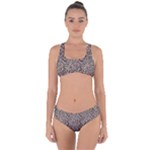 Brown Beige Snake Pattern Criss Cross Bikini Set