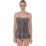 Brown Beige Snake Pattern Babydoll Tankini Set