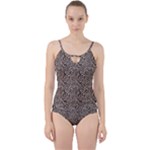 Brown Beige Snake Pattern Cut Out Top Tankini Set