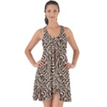 Brown Beige Snake Pattern Show Some Back Chiffon Dress