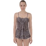 Brown Beige Snake Pattern Babydoll Tankini Top
