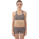 Brown Beige Snake Pattern Back Web Gym Set