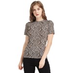 Brown Beige Snake Pattern Women s Short Sleeve Rash Guard