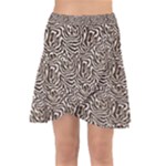 Brown Beige Snake Pattern Wrap Front Skirt