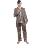 Brown Beige Snake Pattern Men s Long Sleeve Satin Pajamas Set