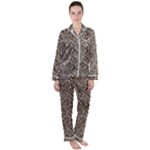 Brown Beige Snake Pattern Women s Long Sleeve Satin Pajamas Set