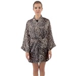 Brown Beige Snake Pattern Long Sleeve Satin Kimono