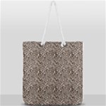 Brown Beige Snake Pattern Full Print Rope Handle Tote (Large)