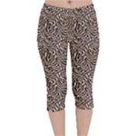 Brown Beige Snake Pattern Velvet Capri Leggings 