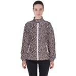 Brown Beige Snake Pattern Women s High Neck Windbreaker