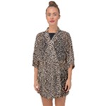 Brown Beige Snake Pattern Half Sleeve Chiffon Kimono