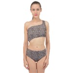 Brown Beige Snake Pattern Spliced Up Two Piece Swimsuit