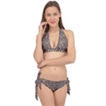 Brown Beige Snake Pattern Tie It Up Bikini Set
