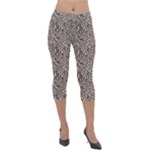 Brown Beige Snake Pattern Lightweight Velour Capri Leggings 