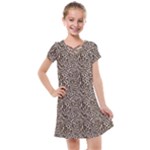 Brown Beige Snake Pattern Kids  Cross Web Dress