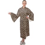 Brown Beige Snake Pattern Maxi Velvet Kimono