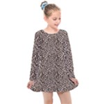Brown Beige Snake Pattern Kids  Long Sleeve Dress