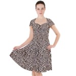Brown Beige Snake Pattern Cap Sleeve Midi Dress
