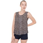 Brown Beige Snake Pattern Bubble Hem Chiffon Tank Top