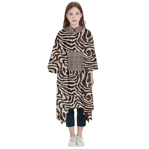 Brown Beige Snake Pattern Kids  Hooded Rain Ponchos from ArtsNow.com