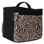 Brown Beige Snake Pattern Make Up Travel Bag (Small)