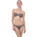 Brown Beige Snake Pattern Classic Bandeau Bikini Set