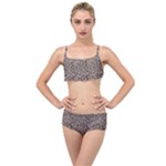 Brown Beige Snake Pattern Layered Top Bikini Set