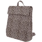 Brown Beige Snake Pattern Flap Top Backpack
