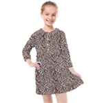 Brown Beige Snake Pattern Kids  Quarter Sleeve Shirt Dress