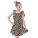 Brown Beige Snake Pattern Kids  Tie Up Tunic Dress