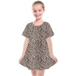 Brown Beige Snake Pattern Kids  Smock Dress