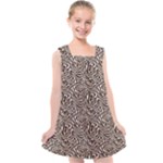 Brown Beige Snake Pattern Kids  Cross Back Dress