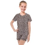 Brown Beige Snake Pattern Kids  Mesh T-Shirt and Shorts Set