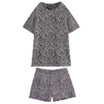 Brown Beige Snake Pattern Kids  Swim T-Shirt and Shorts Set