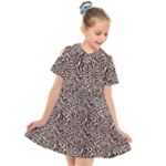 Brown Beige Snake Pattern Kids  Short Sleeve Shirt Dress
