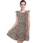 Brown Beige Snake Pattern Tie Up Tunic Dress