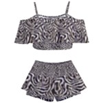 Brown Beige Snake Pattern Kids  Off Shoulder Skirt Bikini
