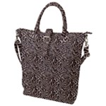 Brown Beige Snake Pattern Buckle Top Tote Bag