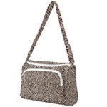 Brown Beige Snake Pattern Front Pocket Crossbody Bag
