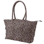 Brown Beige Snake Pattern Canvas Shoulder Bag