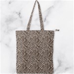 Brown Beige Snake Pattern Double Zip Up Tote Bag