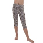 Brown Beige Snake Pattern Kids  Lightweight Velour Capri Leggings 